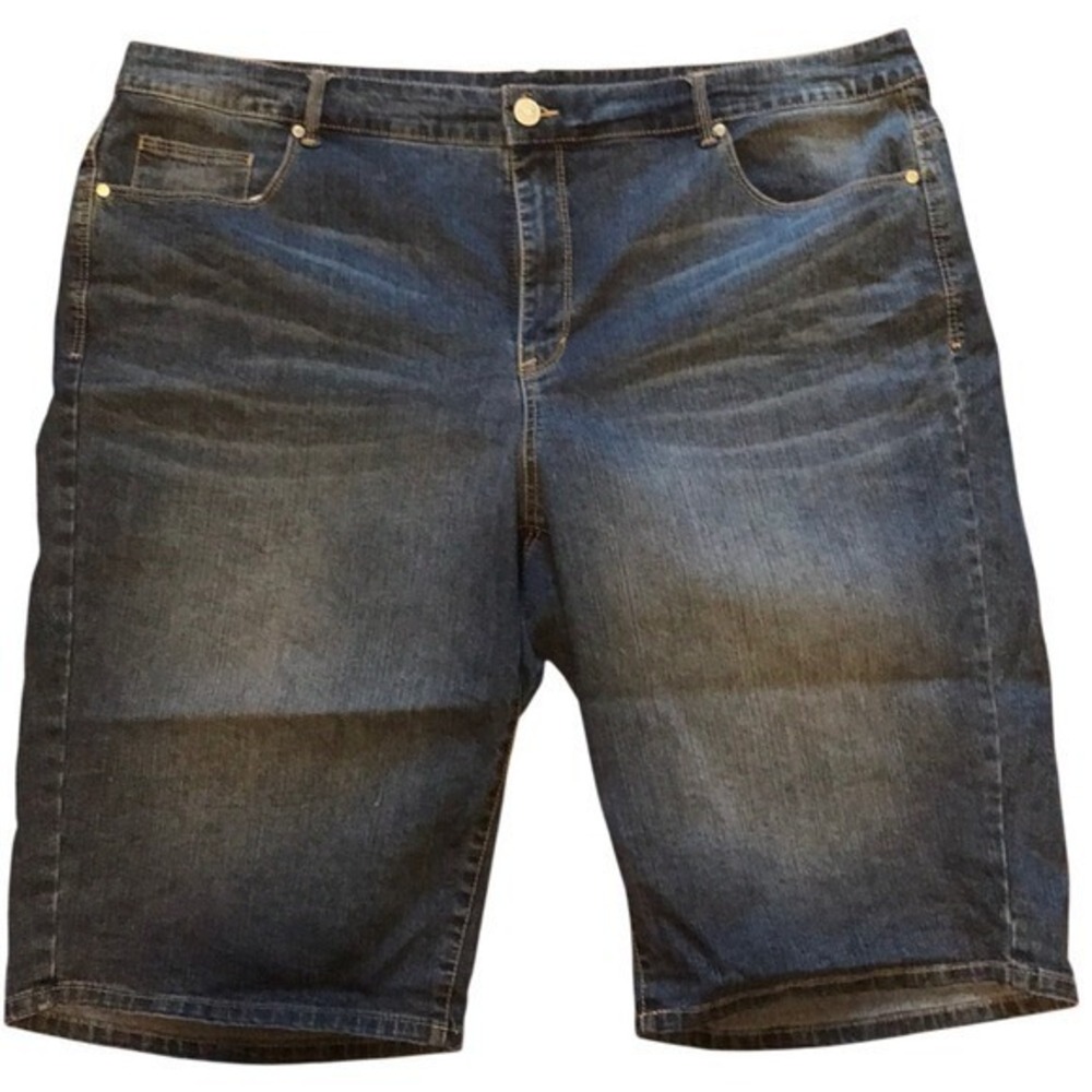 Bandolino Denim Shorts Womens‎ 20W Riley Bermuda Dark Wash Blue Stretch Casual